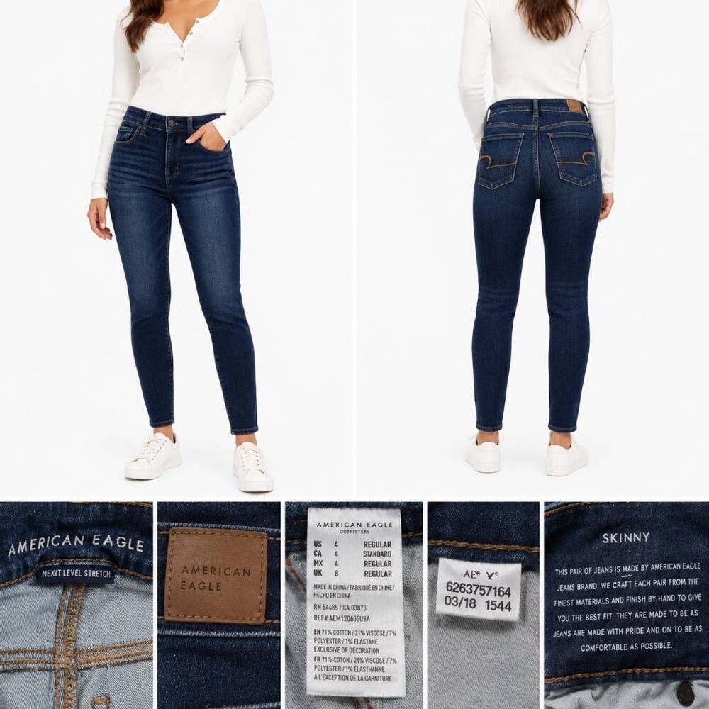 American Eagle Next Level Jegging Jeans 4 Long Dark Wash